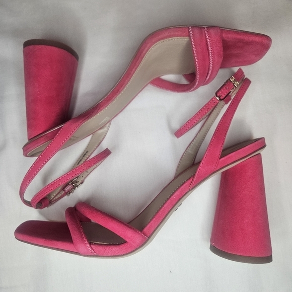 Sam Edelman Kia Fuschia Suede Heeled Sandals Retail $140 Sz 9 - Picture 6 of 16